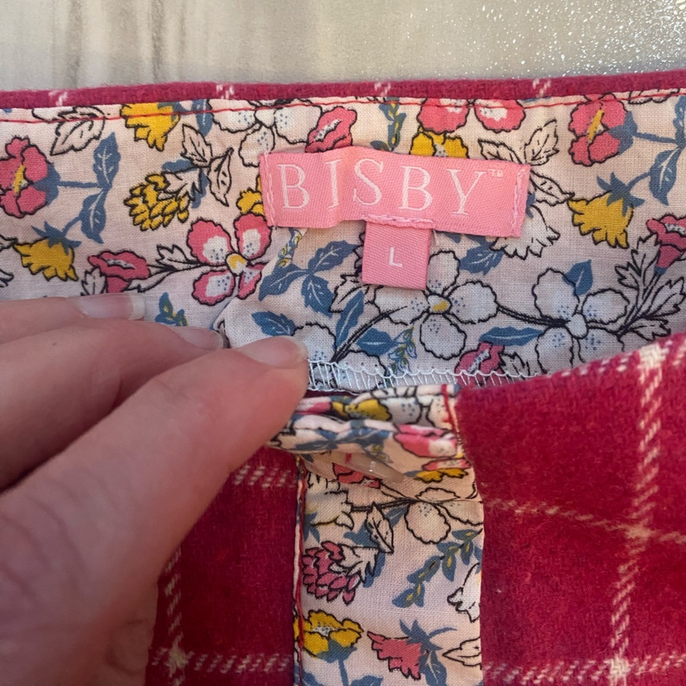 NWT Bisby Magenta Bougainvillea Windowpane Wool Blend Tweed Cape, girls L (10) - Picture 4 of 12